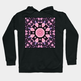 Crystal Hearts and Flowers Valentines Kaleidoscope pattern (Seamless) 23 Hoodie